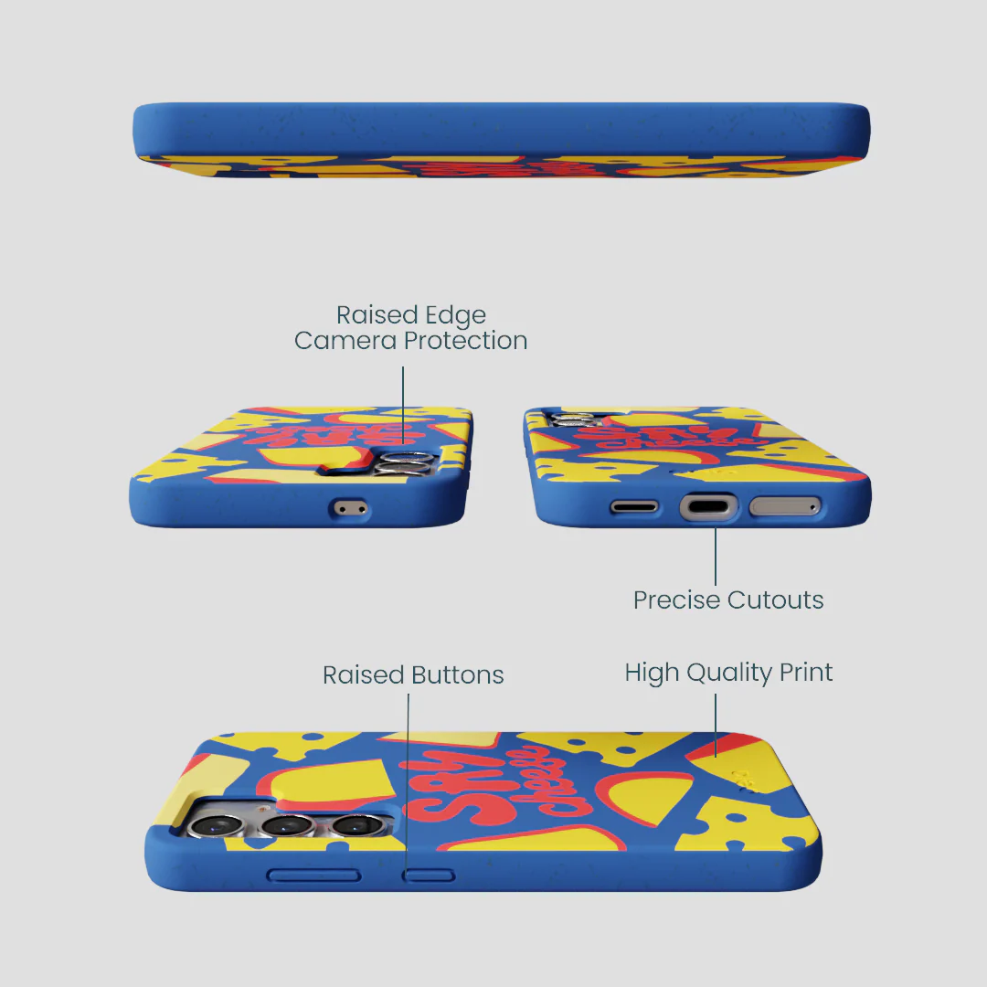Electric Blue Say Cheese Samsung Galaxy S25 Case - Image 3