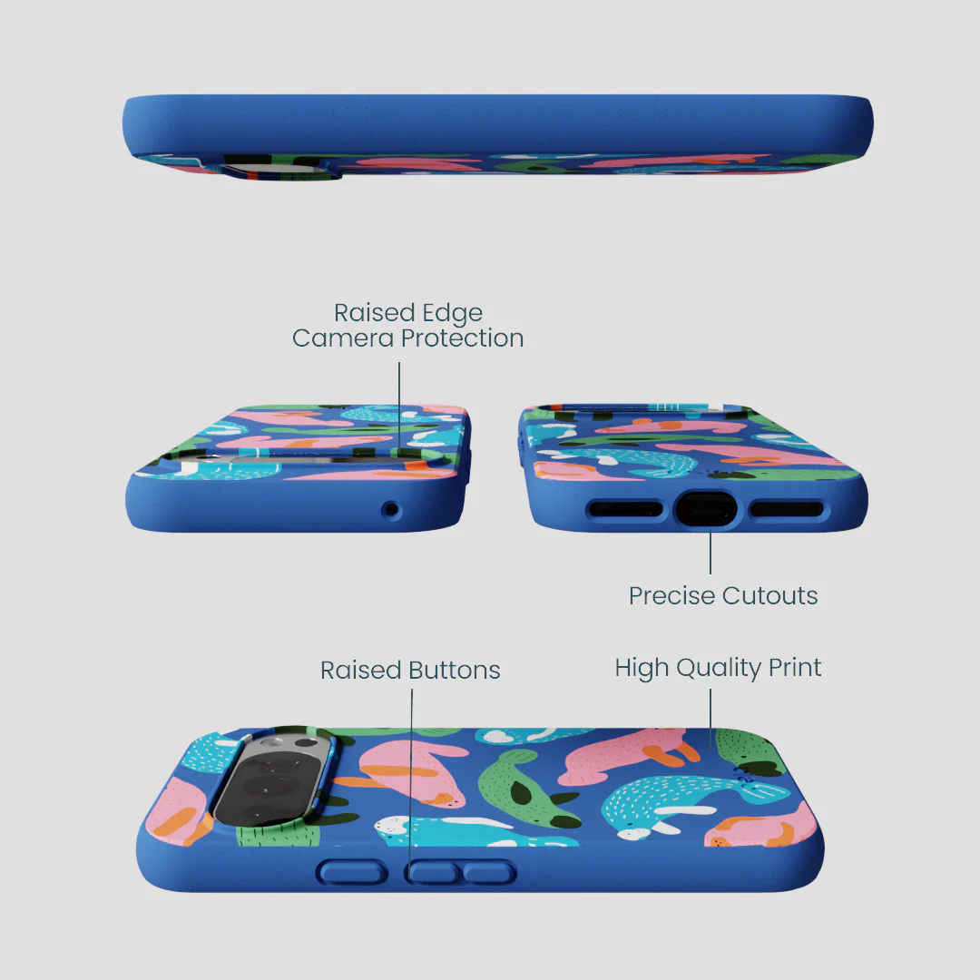 Electric Blue Sea Cows Google Pixel 10/10 Pro Case - Image 3