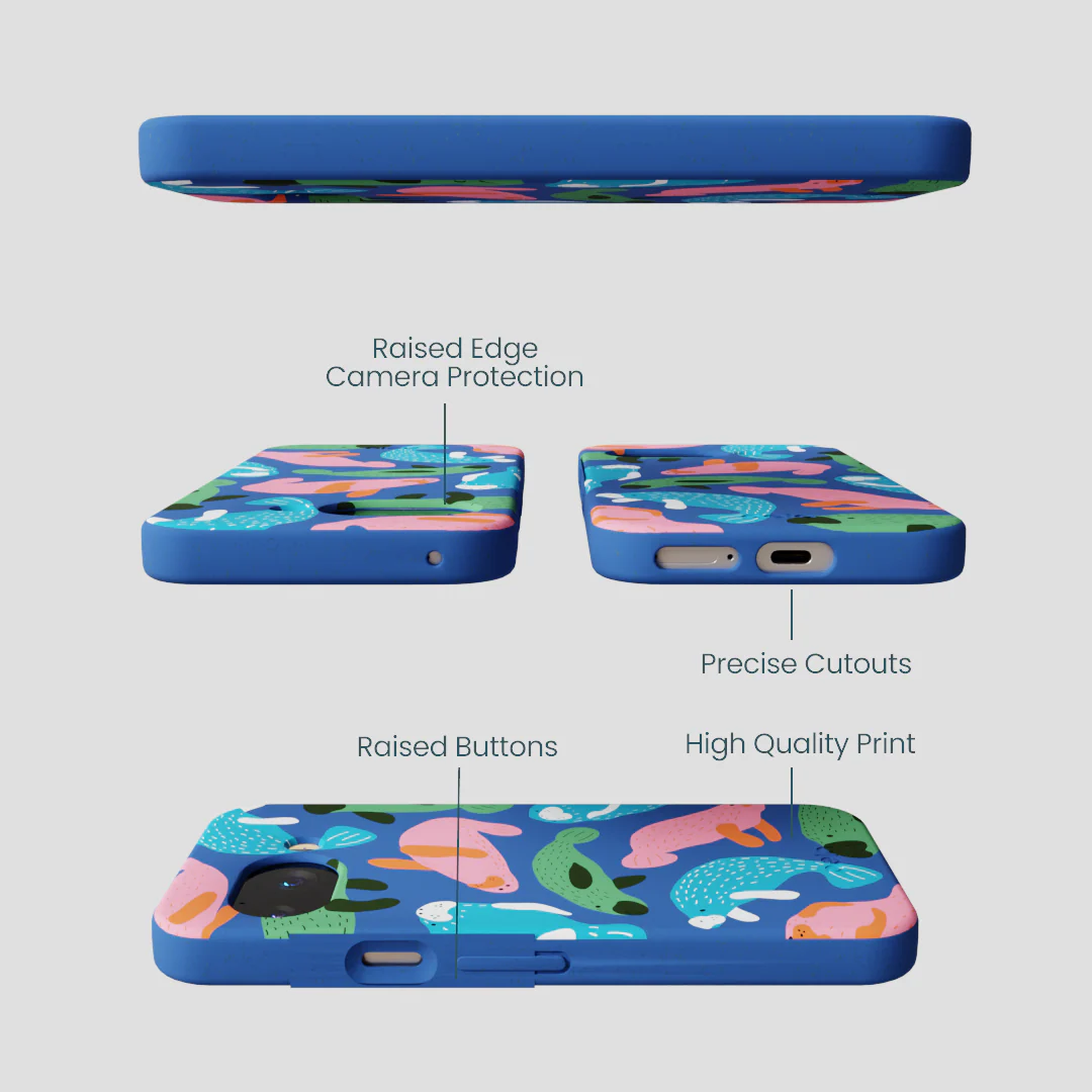 Electric Blue Sea Cows Google Pixel 9a Case - Image 3