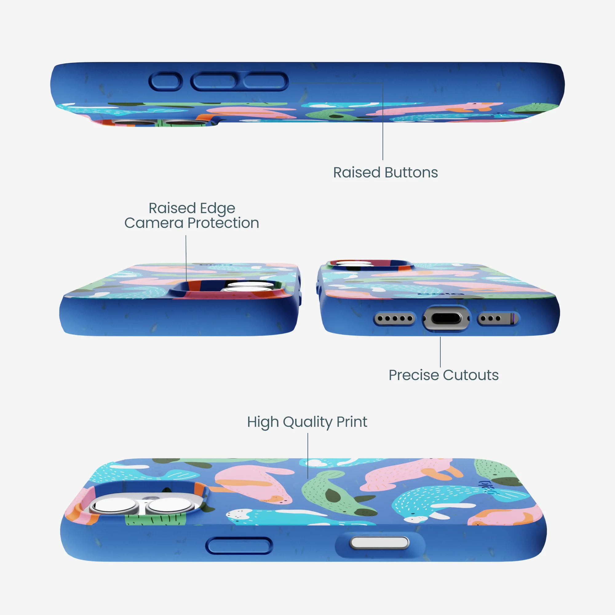 Electric Blue Sea Cows iPhone 17 Case - Image 3