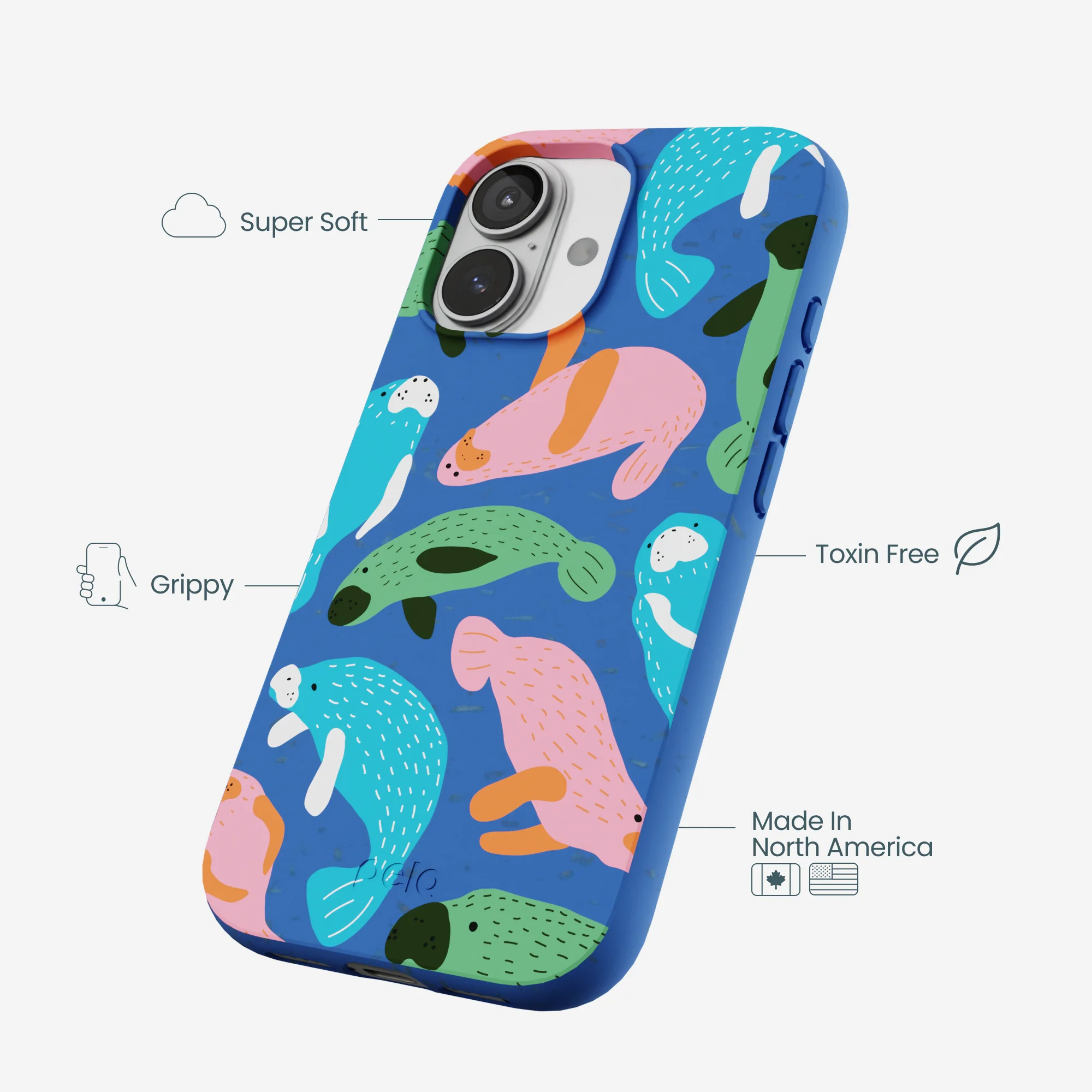 Electric Blue Sea Cows iPhone 17 Case - Image 4