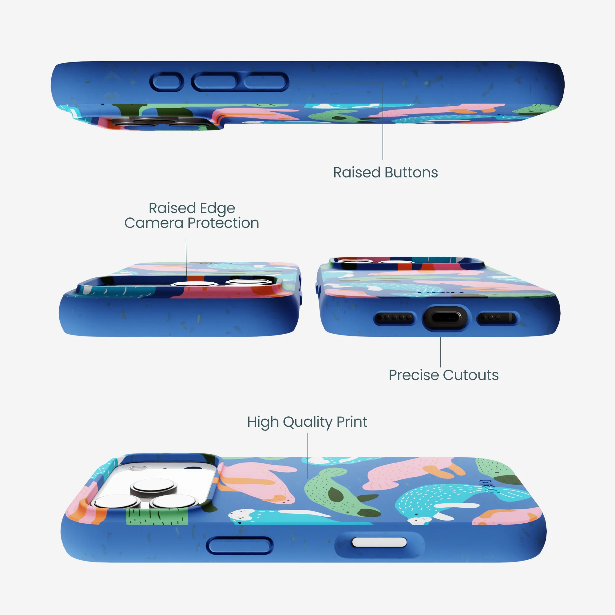 Electric Blue Sea Cows iPhone 17 Pro Case - Image 3