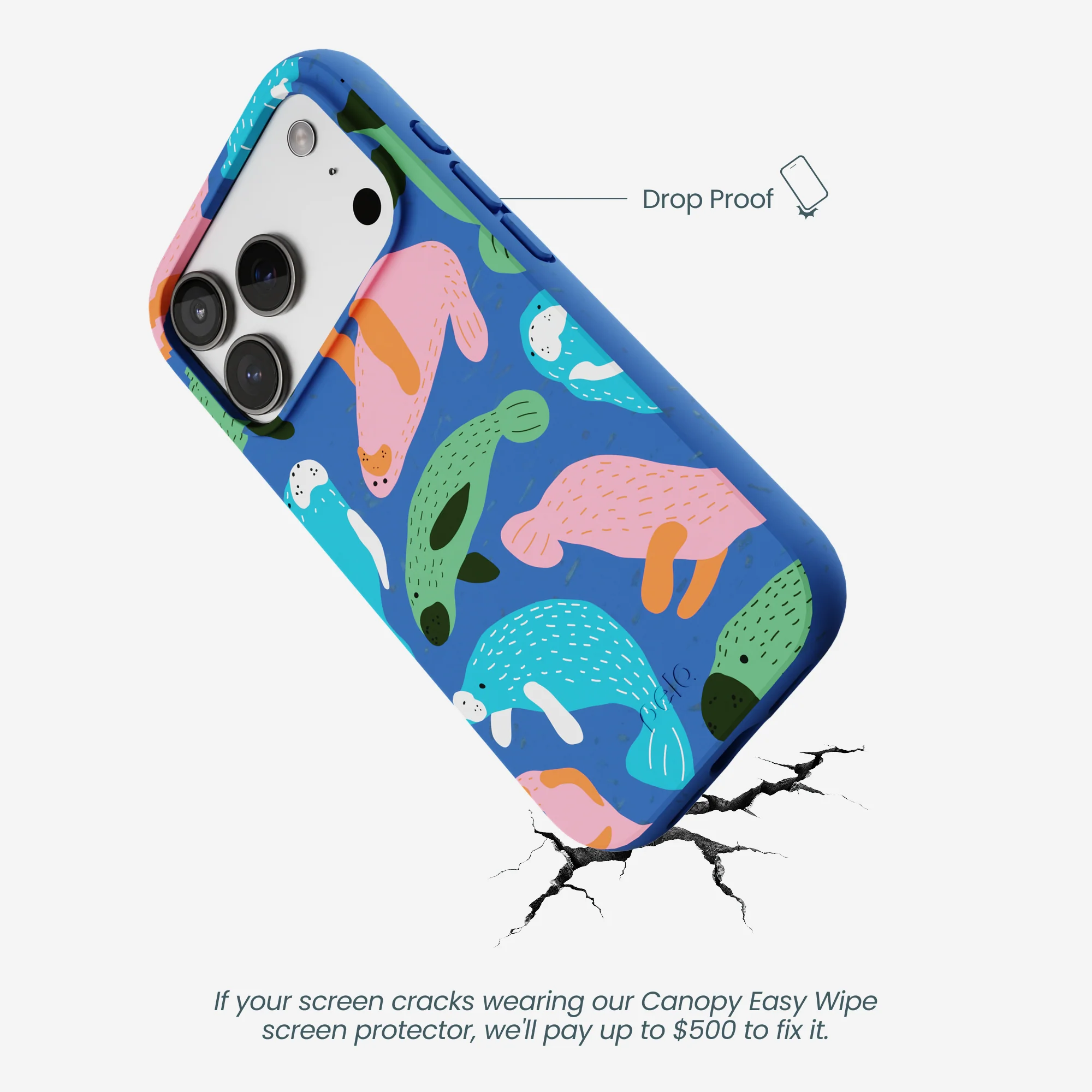 Electric Blue Sea Cows iPhone 17 Pro Case - Image 5
