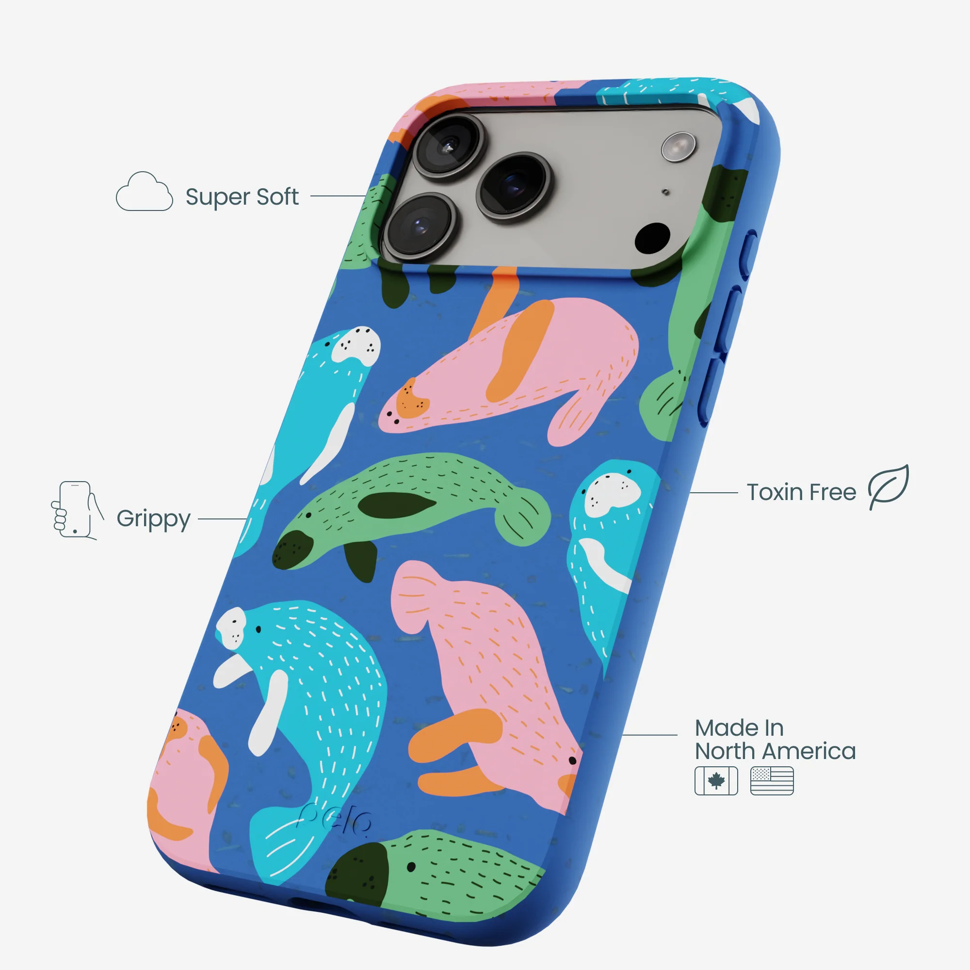 Electric Blue Sea Cows iPhone 17 Pro Max Case - Image 4