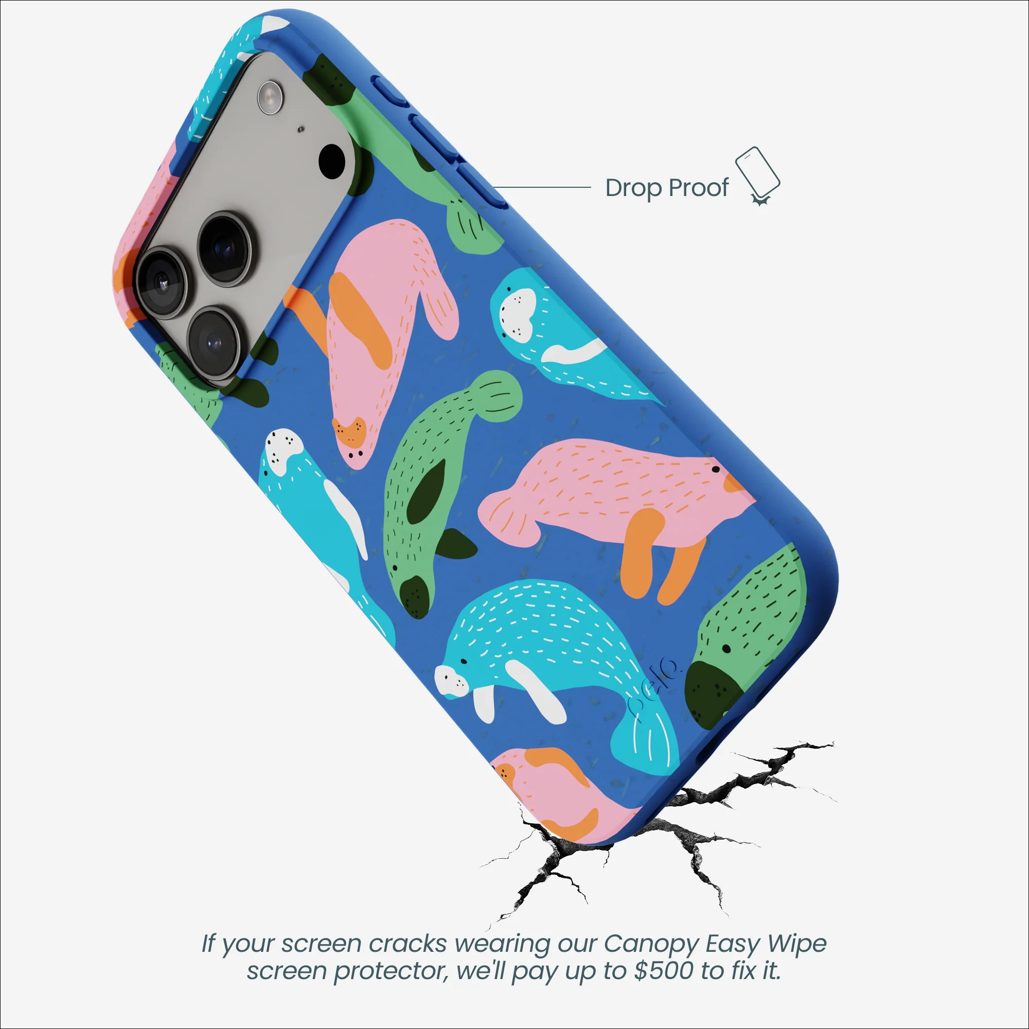Electric Blue Sea Cows iPhone 17 Pro Max Case - Image 5