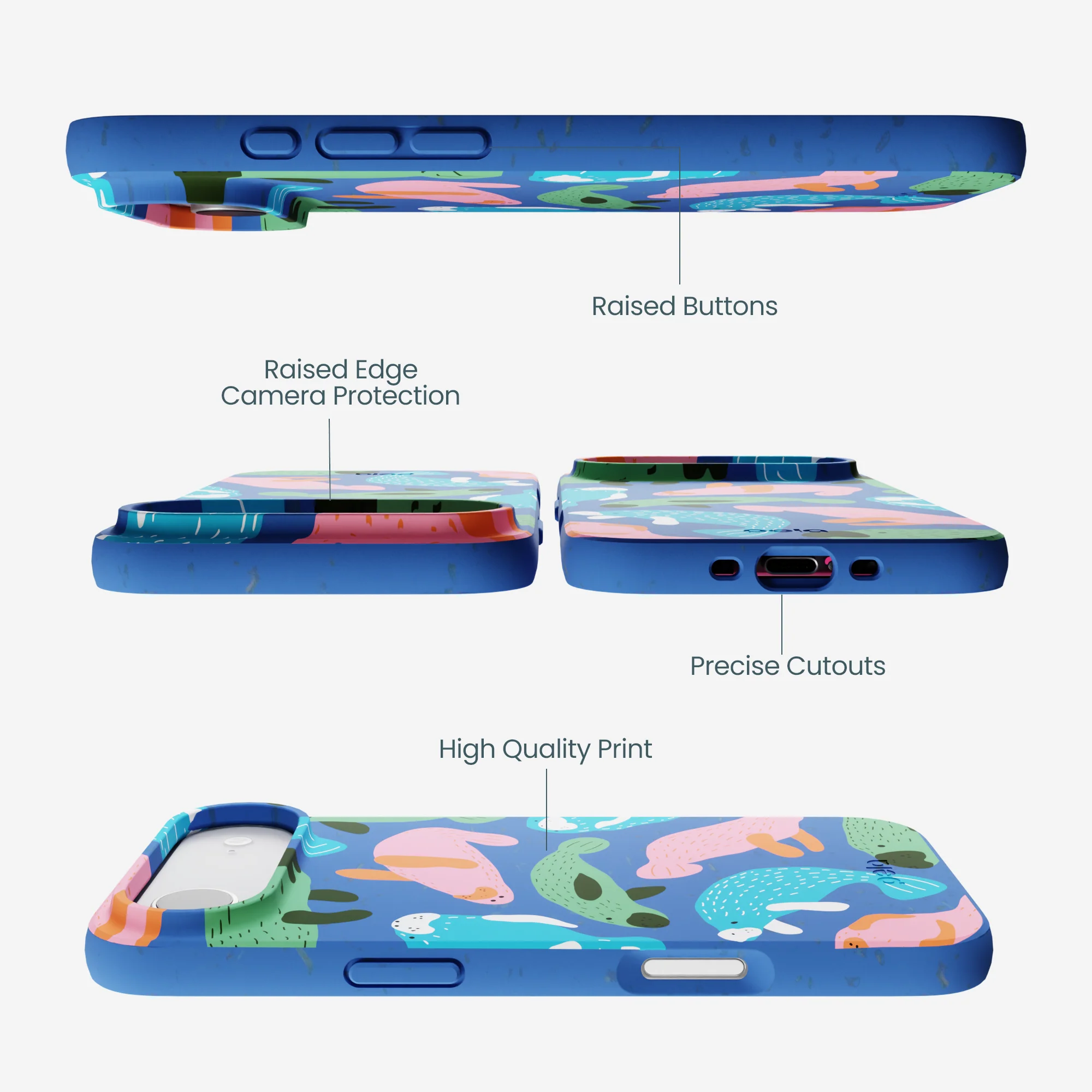 Electric Blue Sea Cows iPhone Air Case - Image 3