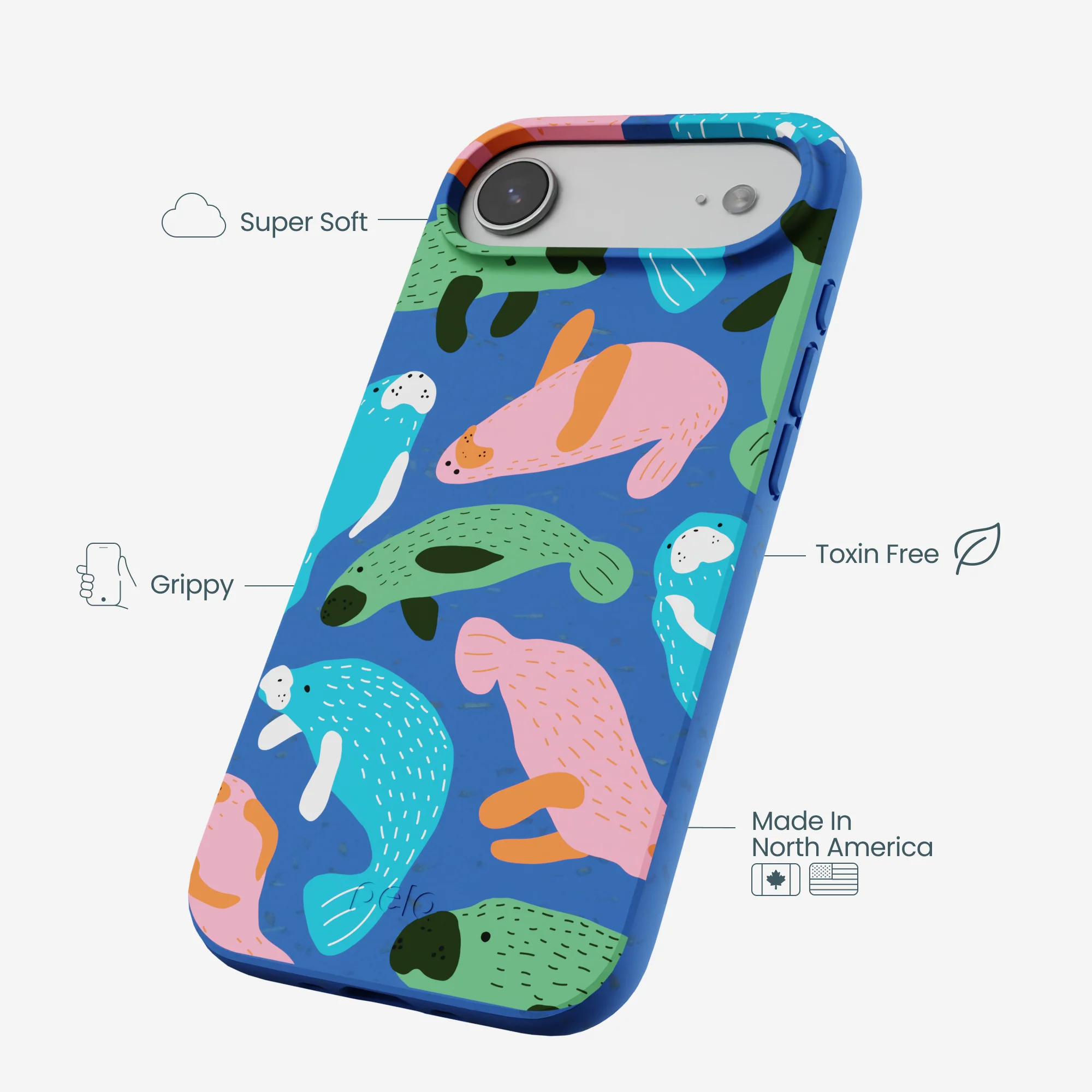 Electric Blue Sea Cows iPhone Air Case - Image 4
