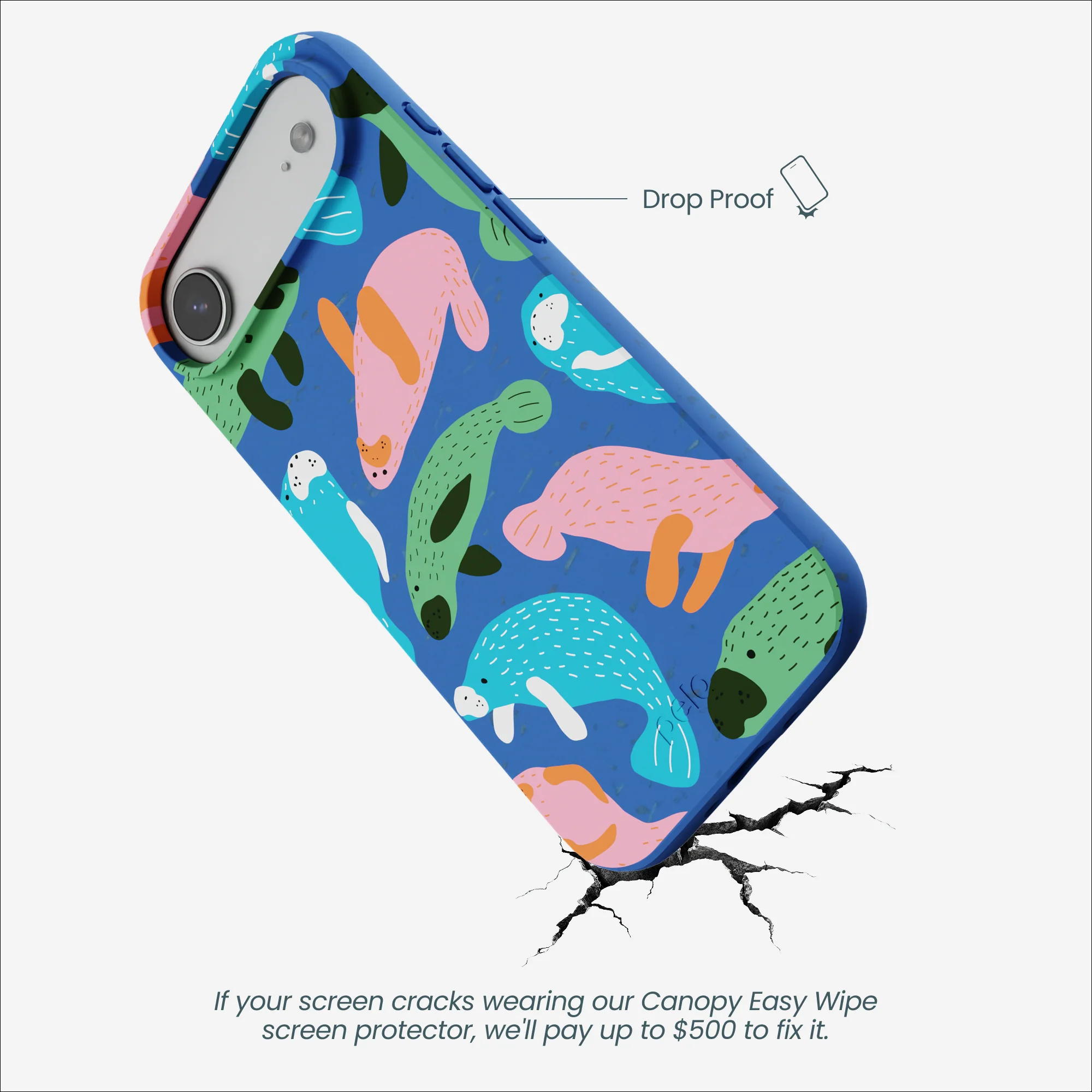 Electric Blue Sea Cows iPhone Air Case - Image 5