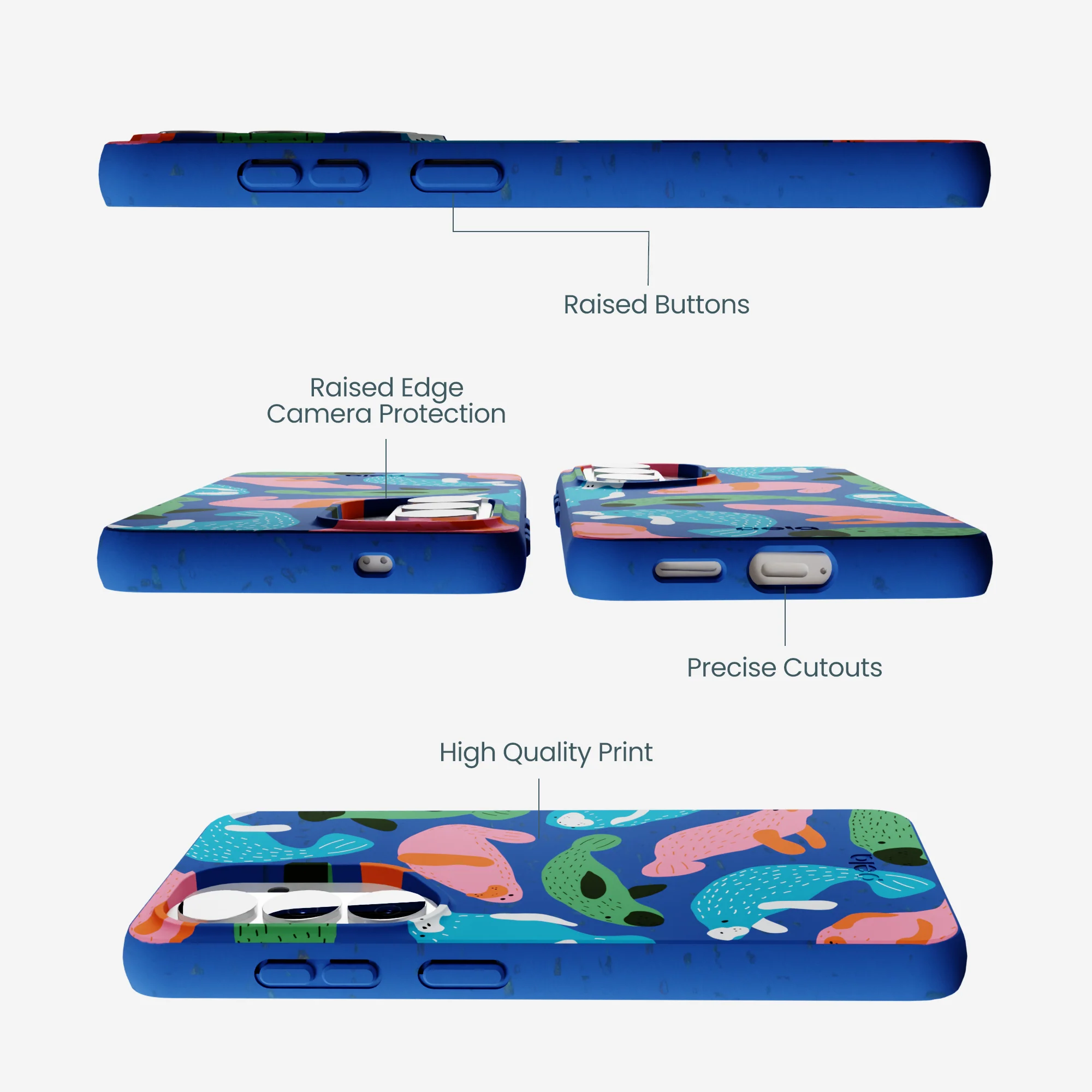 Electric Blue Sea Cows Samsung Galaxy S26 Case - Image 3