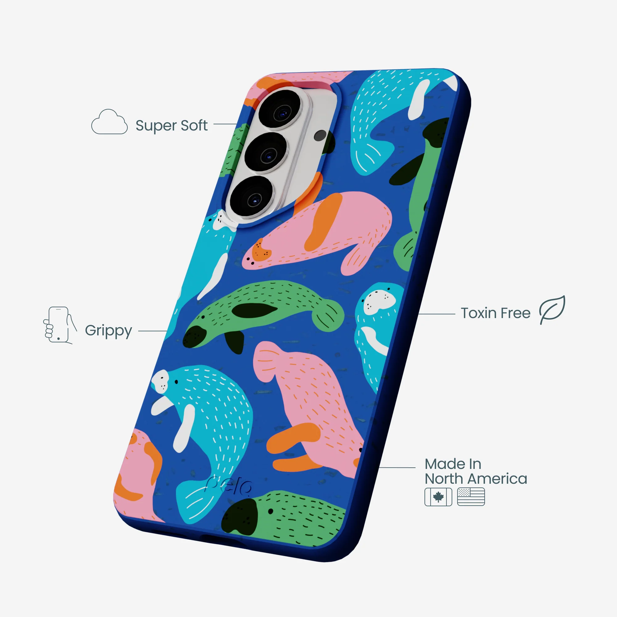 Electric Blue Sea Cows Samsung Galaxy S26 Case - Image 4