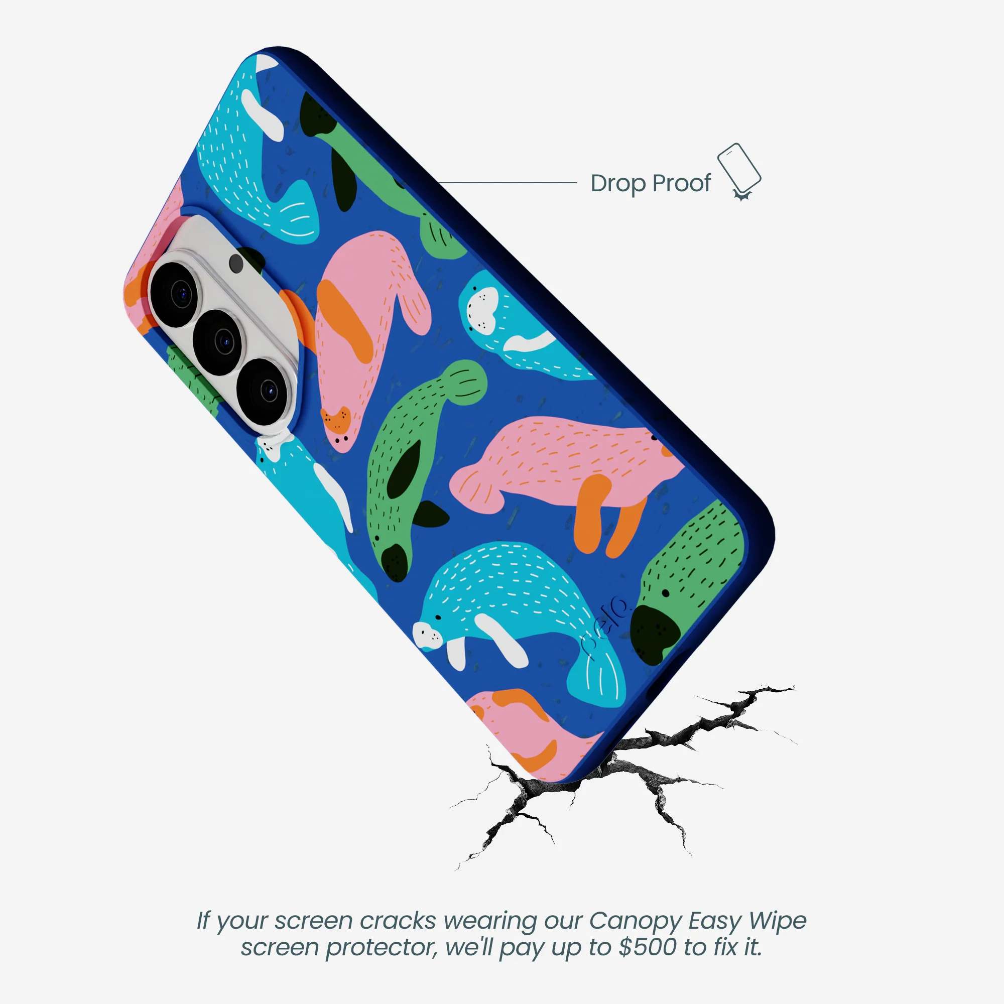 Electric Blue Sea Cows Samsung Galaxy S26 Case - Image 5
