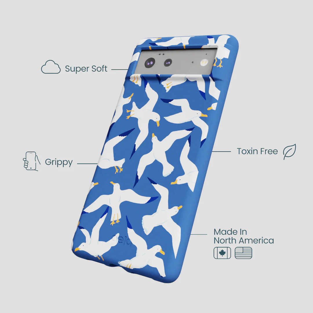 Electric Blue Seagulls Google Pixel 6a Case - Image 4