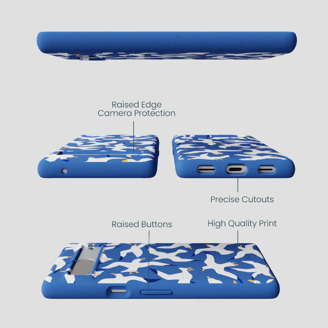 Electric Blue Seagulls Google Pixel 7 Case - Image 3