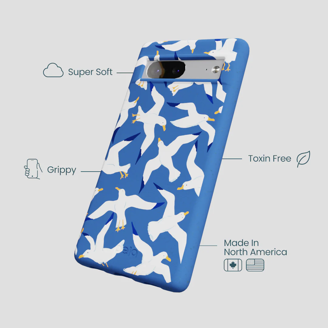 Electric Blue Seagulls Google Pixel 7 Case - Image 4