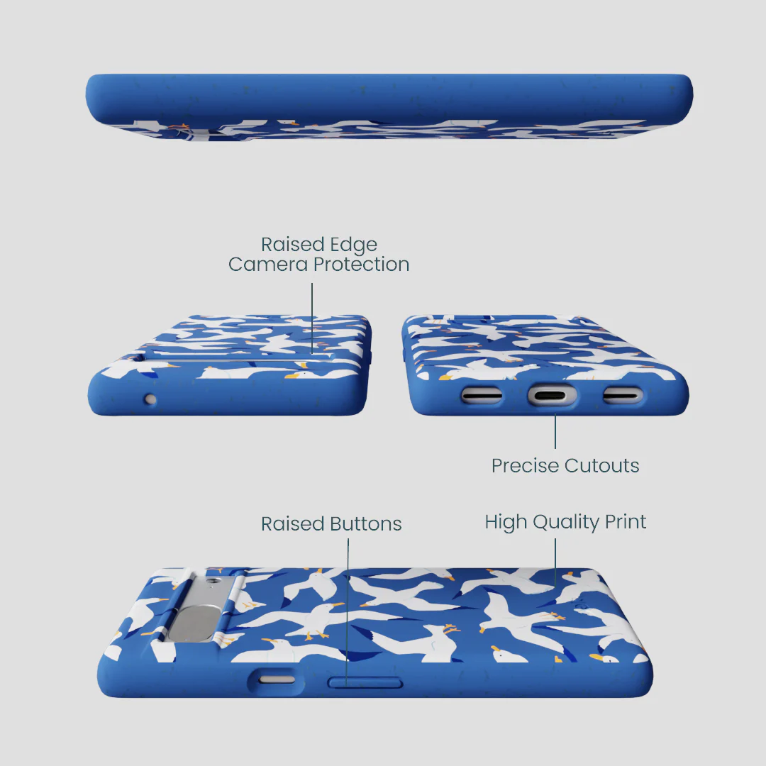 Electric Blue Seagulls Google Pixel 7a Case - Image 3