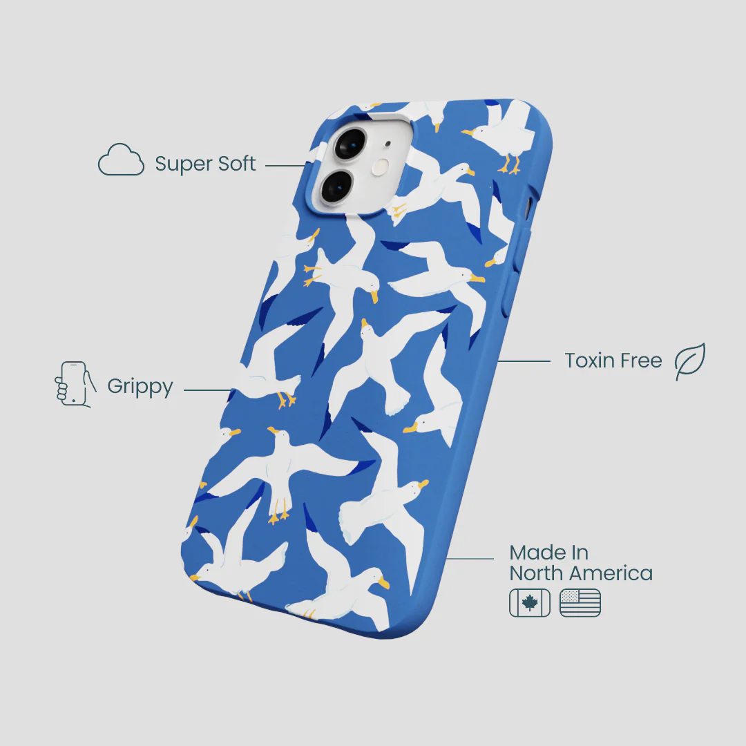 Electric Blue Seagulls iPhone 12/ iPhone 12 Pro Case - Image 4