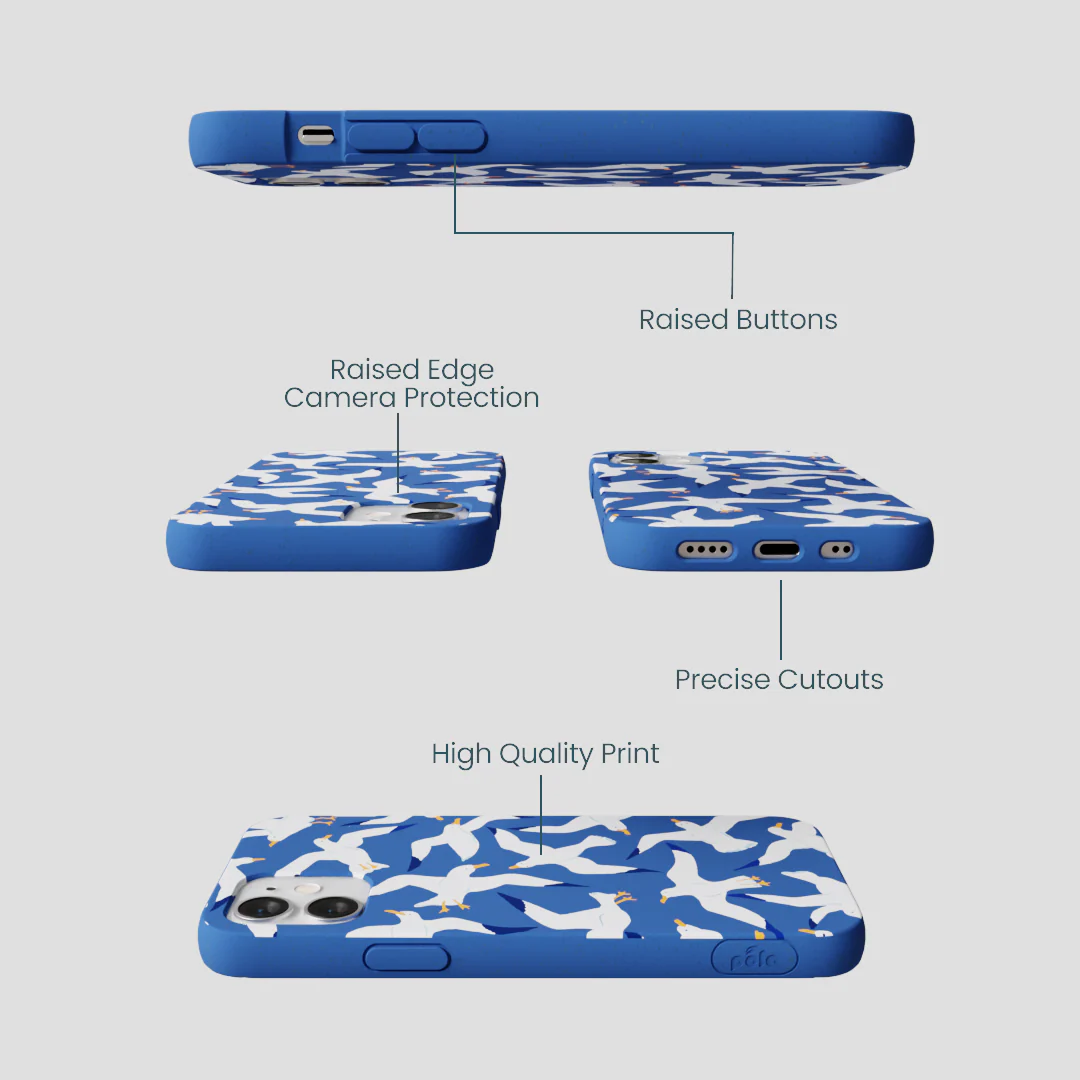 Electric Blue Seagulls iPhone 12 Mini Case - Image 3