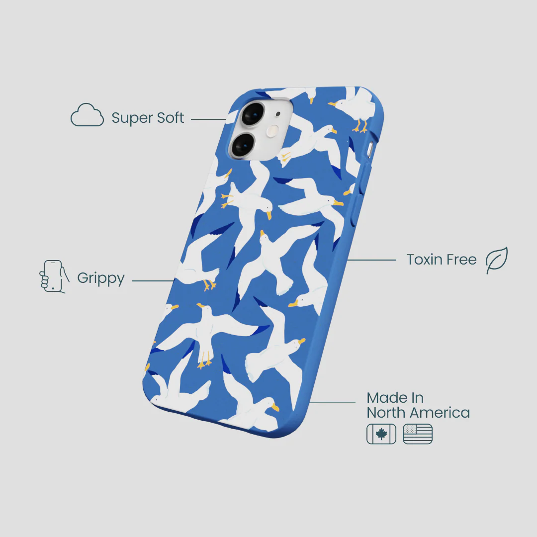 Electric Blue Seagulls iPhone 12 Mini Case - Image 4