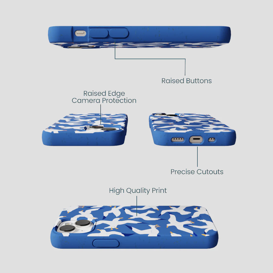 Electric Blue Seagulls iPhone 13 Mini Case - Image 3