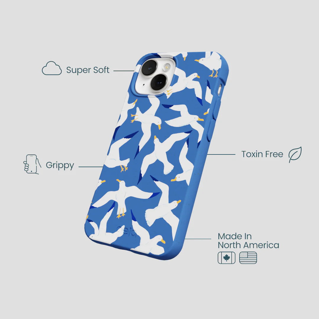 Electric Blue Seagulls iPhone 13 Mini Case - Image 4