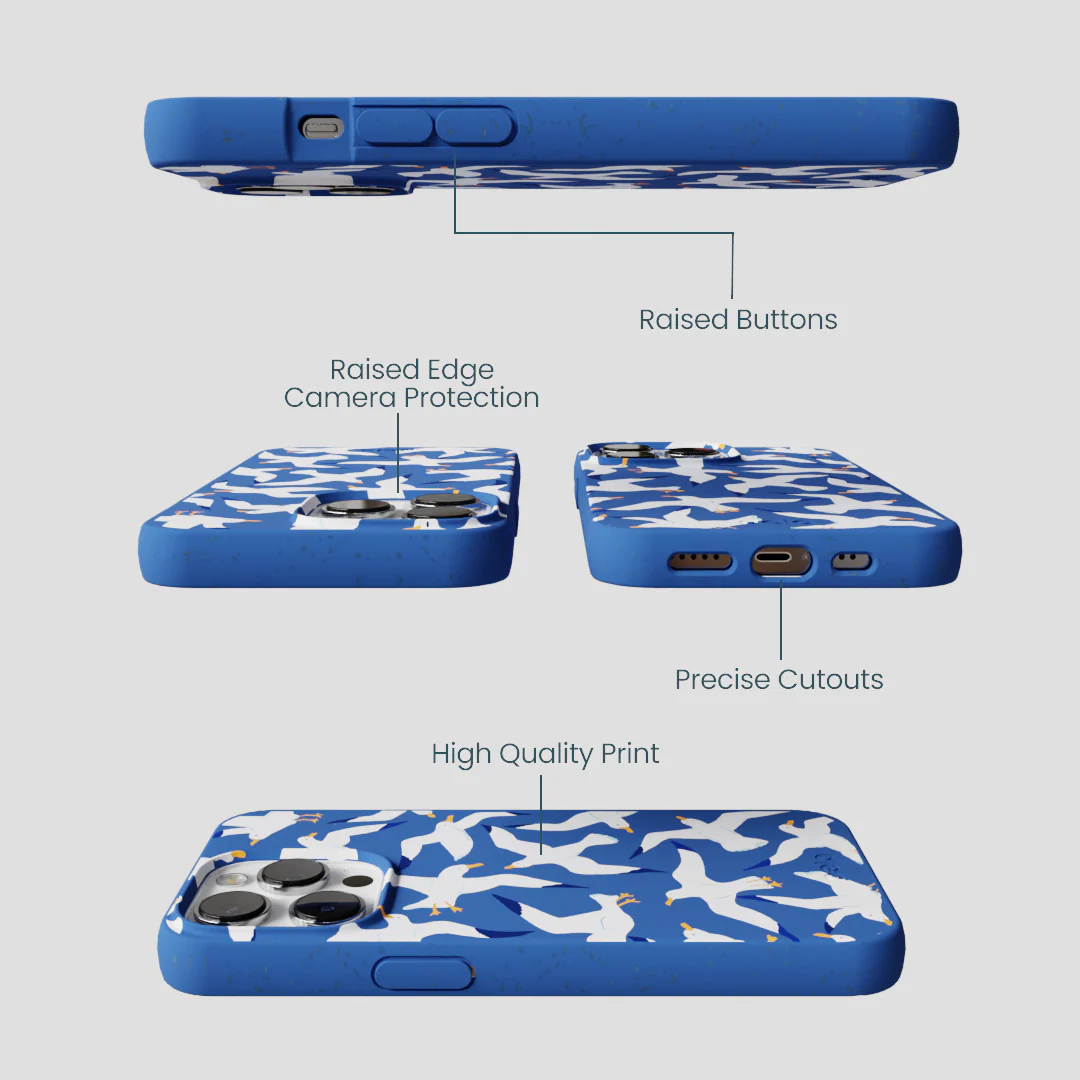 Electric Blue Seagulls iPhone 13 Pro Case - Image 3