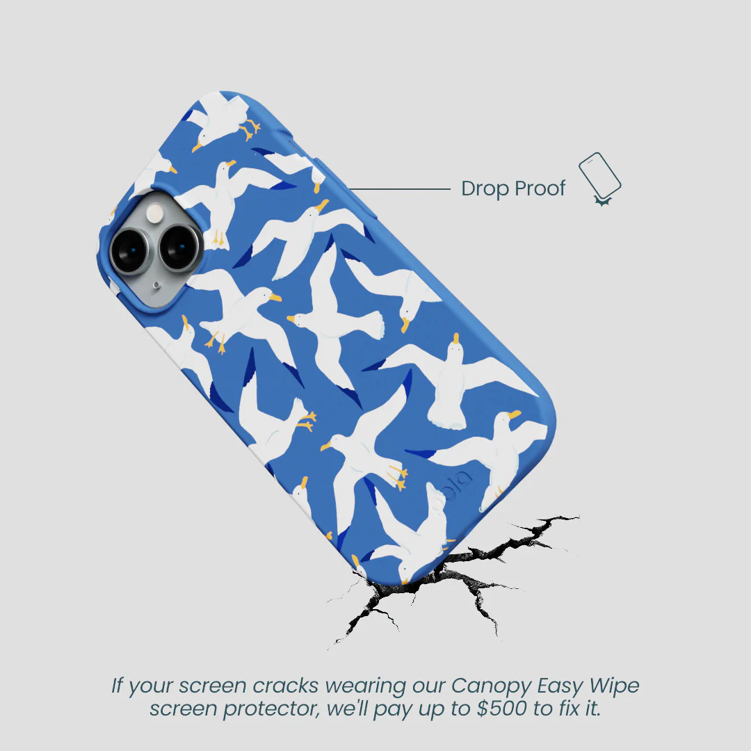 Electric Blue Seagulls iPhone 14 Case - Image 5