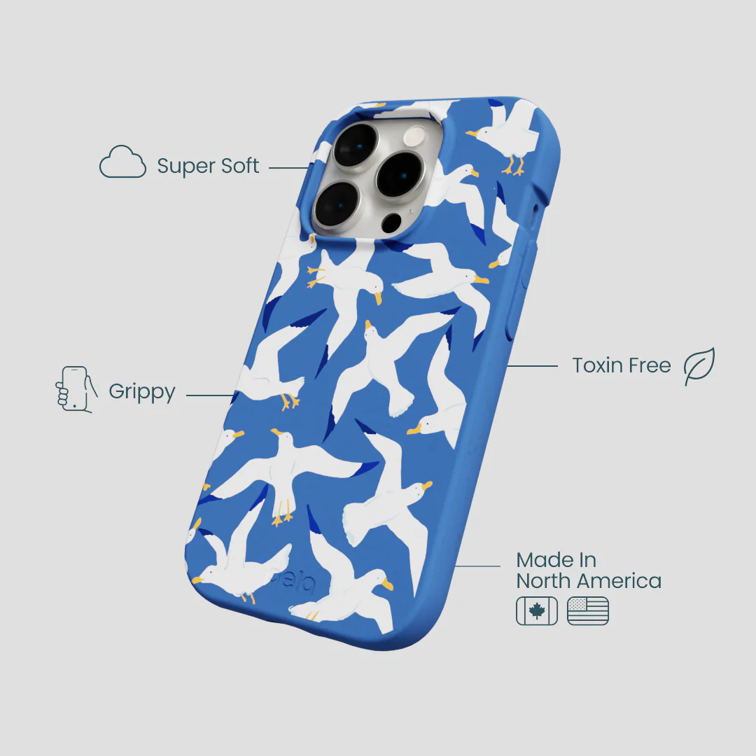 Electric Blue Seagulls iPhone 14 Pro Case - Image 4