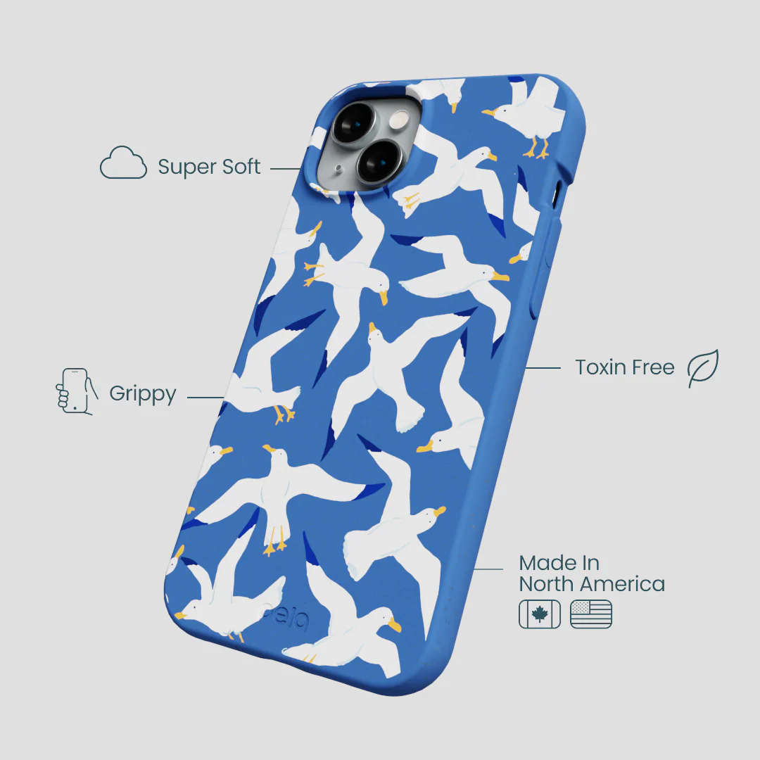 Electric Blue Seagulls iPhone 15 Plus Case - Image 4