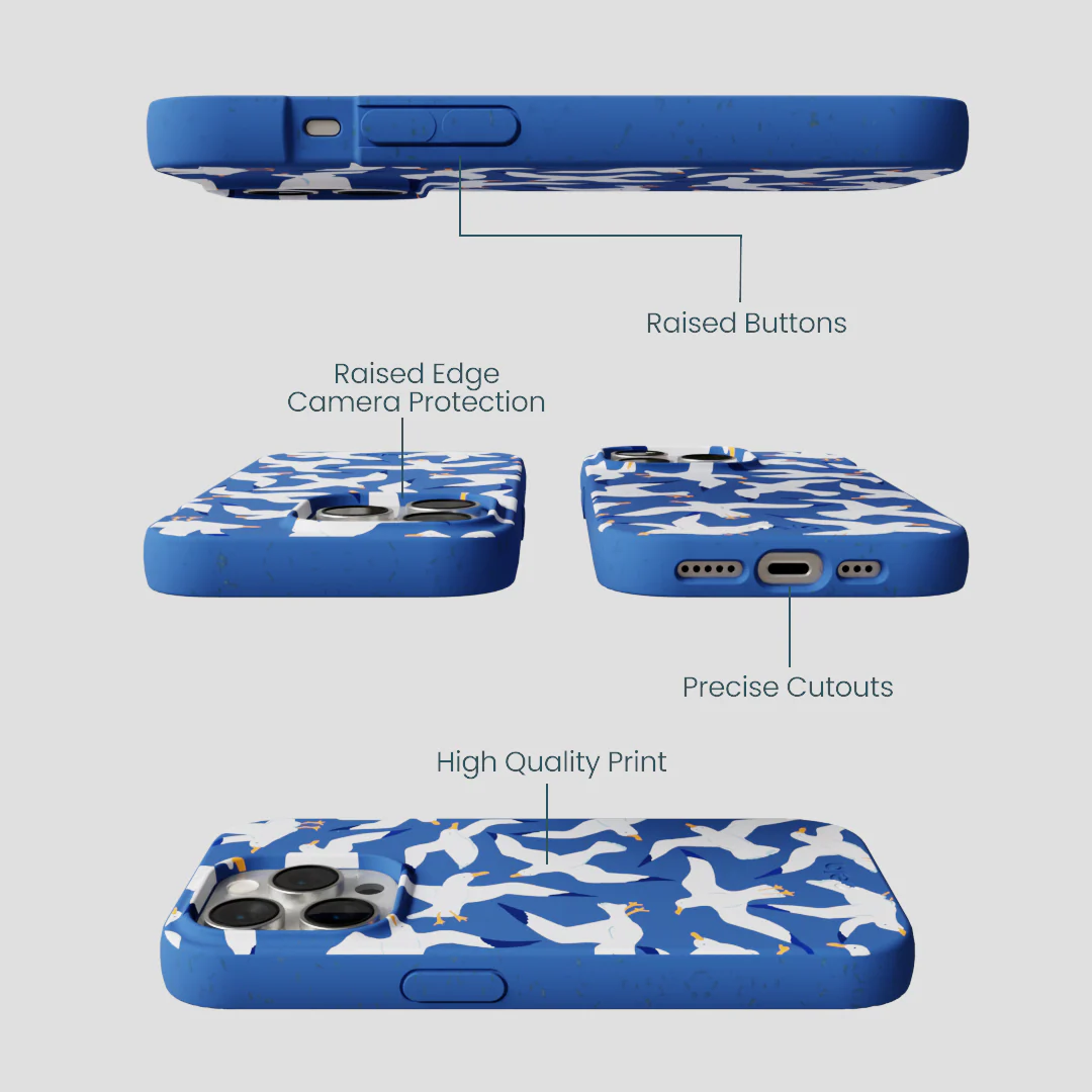 Electric Blue Seagulls iPhone 15 Pro Case - Image 3