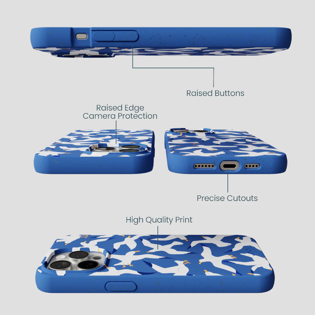 Electric Blue Seagulls iPhone 15 Pro Max Case - Image 3