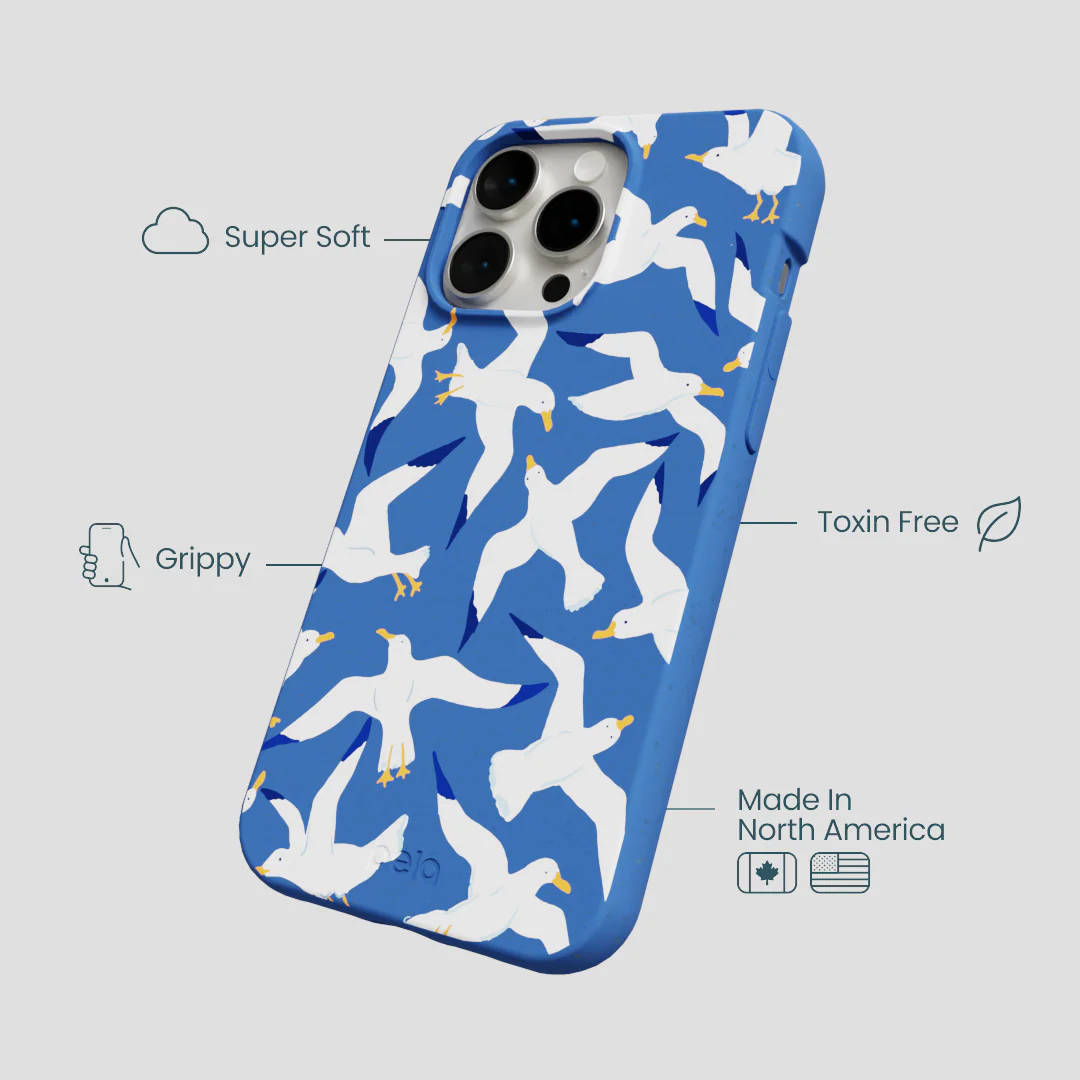 Electric Blue Seagulls iPhone 15 Pro Max Case - Image 4
