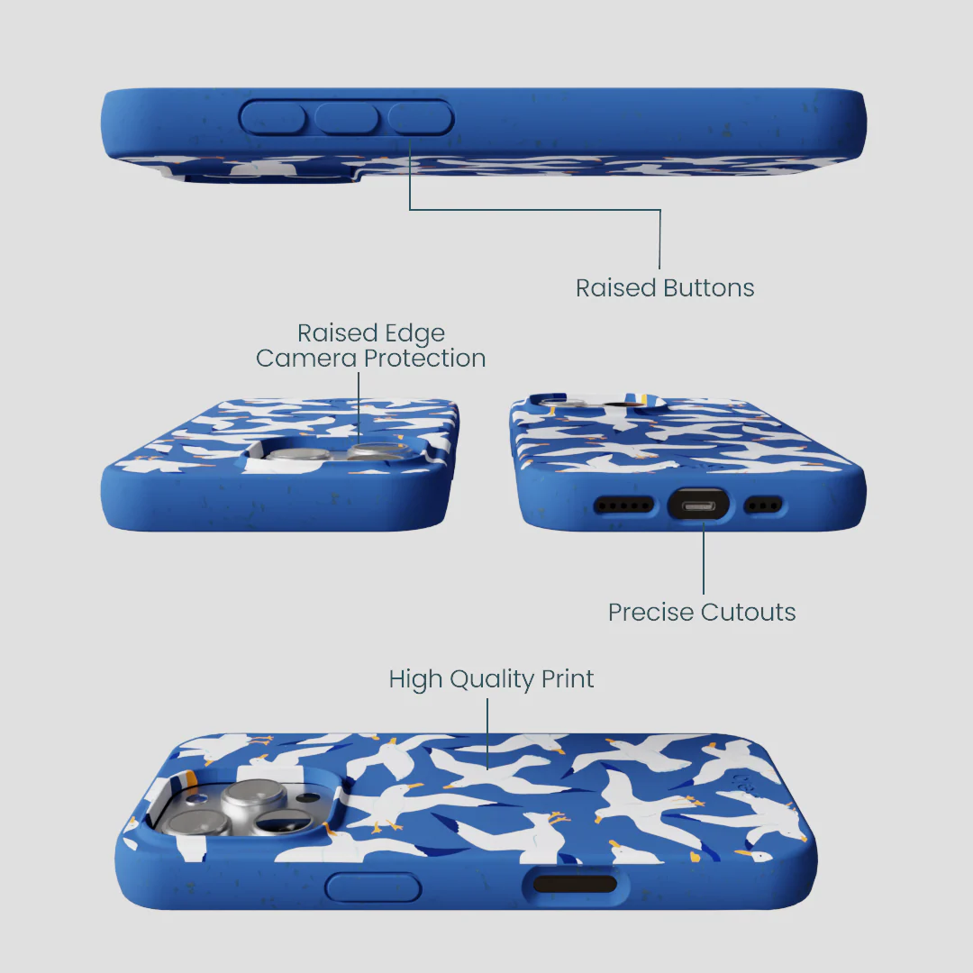 Electric Blue Seagulls iPhone 16 Pro Case - Image 3