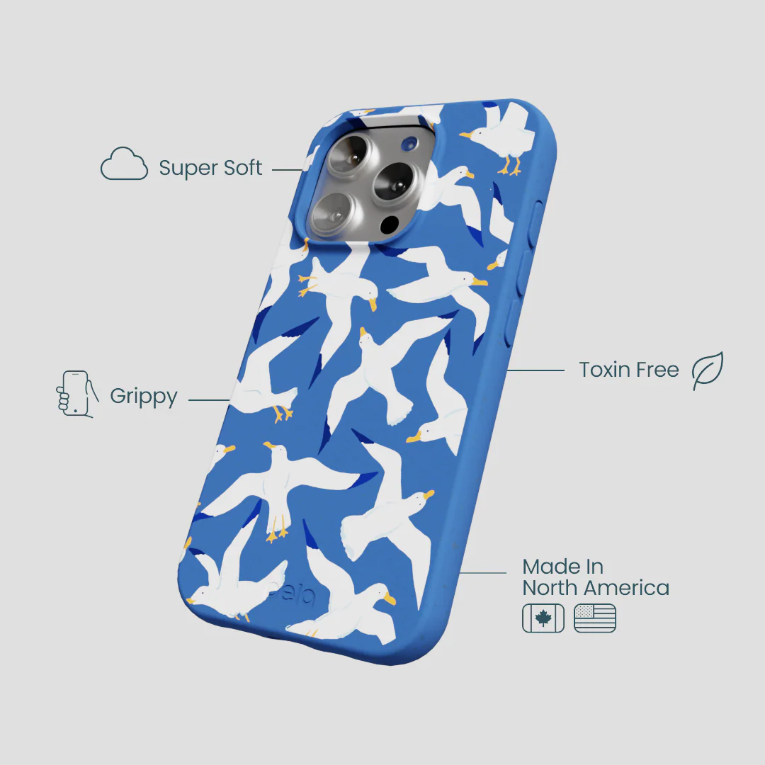Electric Blue Seagulls iPhone 16 Pro Case - Image 4