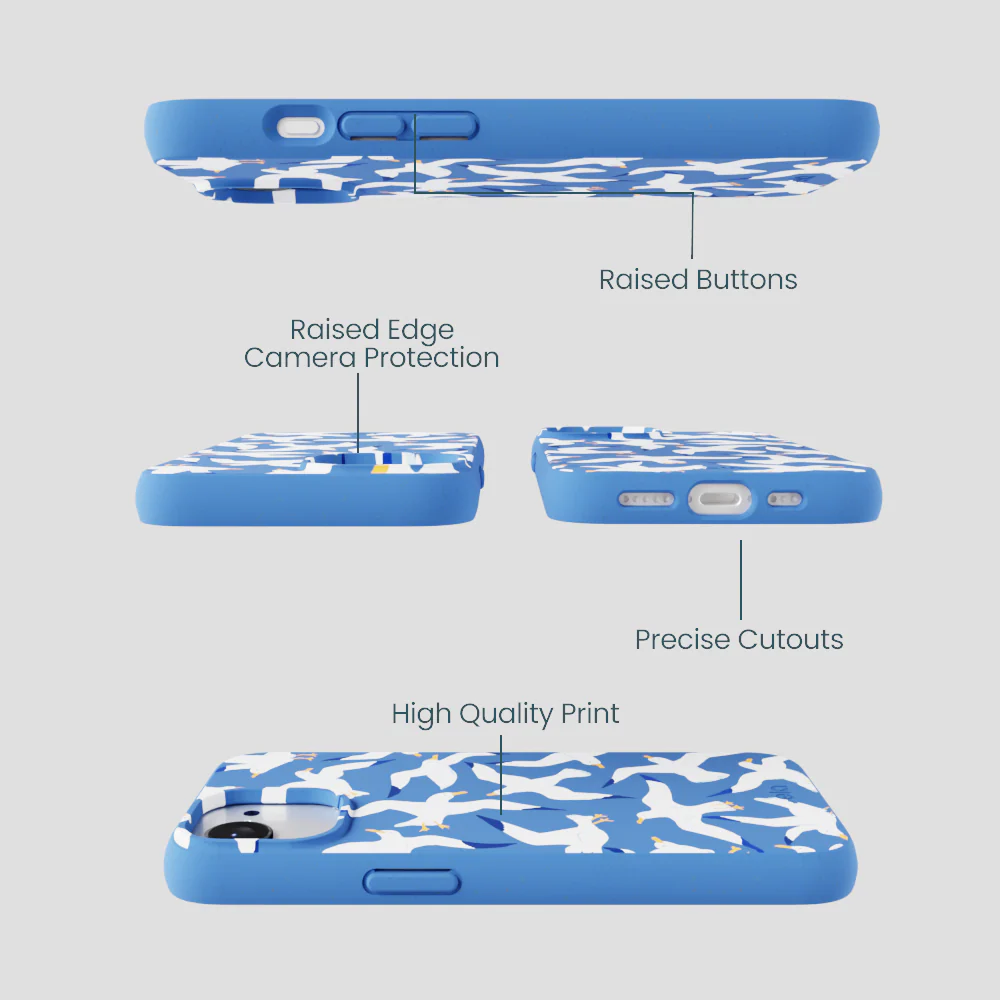 Electric Blue Seagulls iPhone 16e/17e Case - Image 3
