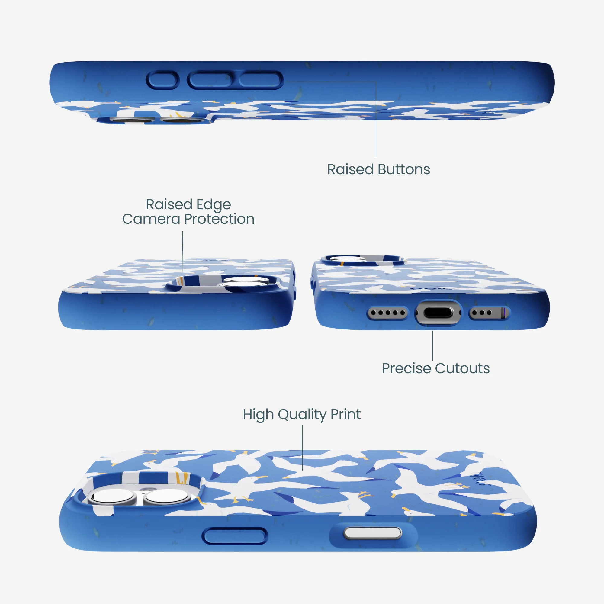 Electric Blue Seagulls iPhone 17 Case - Image 3