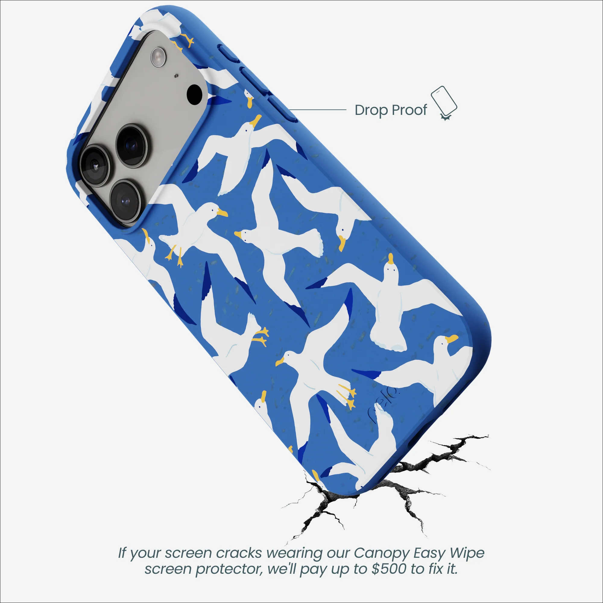 Electric Blue Seagulls iPhone 17 Pro Max Case - Image 5