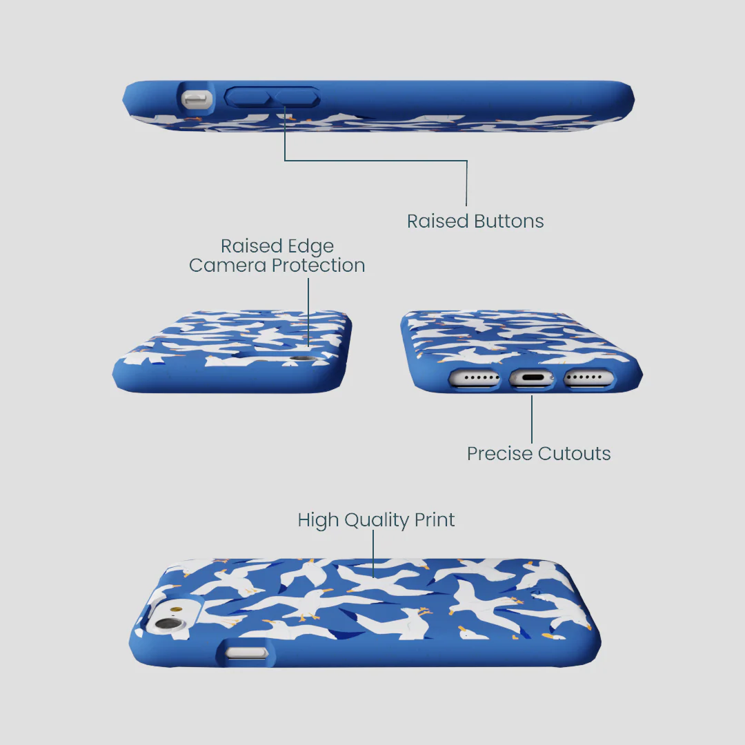 Electric Blue Seagulls iPhone 6/6s/7/8/SE Case - Image 3