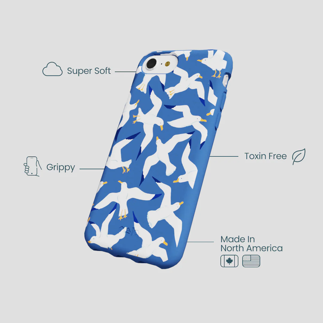 Electric Blue Seagulls iPhone 6/6s/7/8/SE Case - Image 4