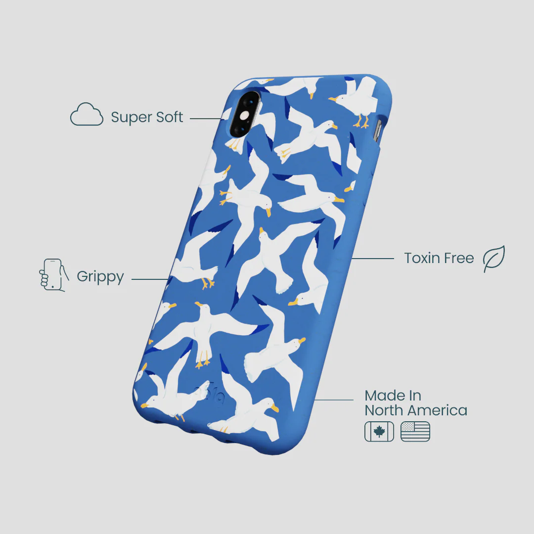 Electric Blue Seagulls iPhone XR Case - Image 4