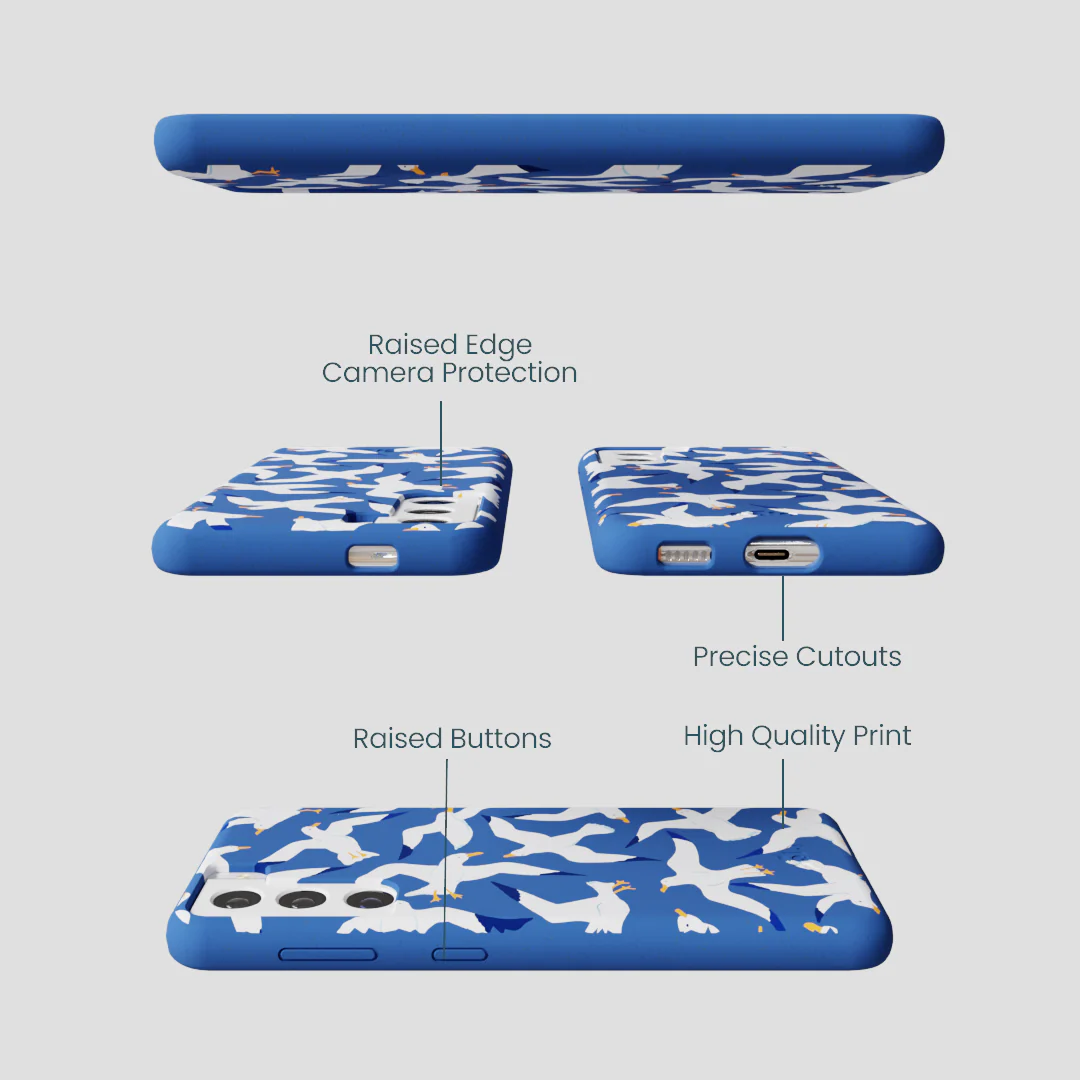 Electric Blue Seagulls Samsung Galaxy S21 Case - Image 3