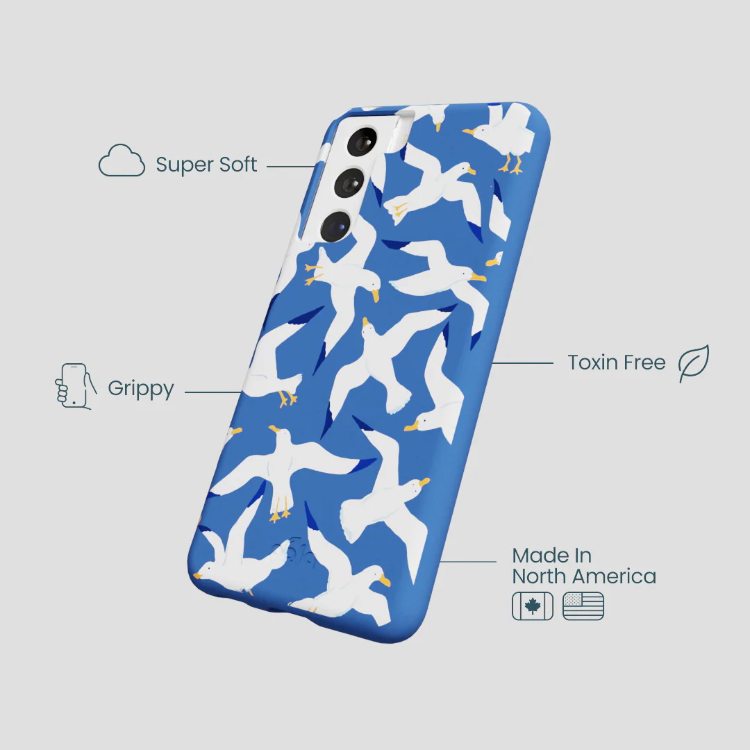 Electric Blue Seagulls Samsung Galaxy S21 Case - Image 4