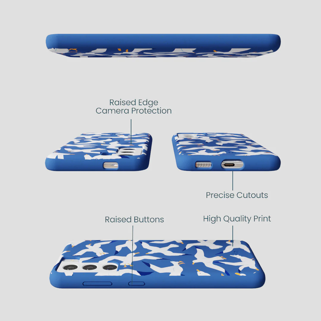 Electric Blue Seagulls Samsung Galaxy S22 Case - Image 3