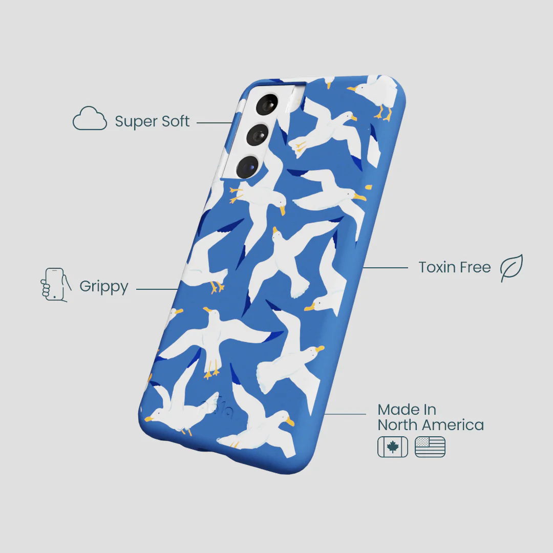Electric Blue Seagulls Samsung Galaxy S22 Case - Image 4
