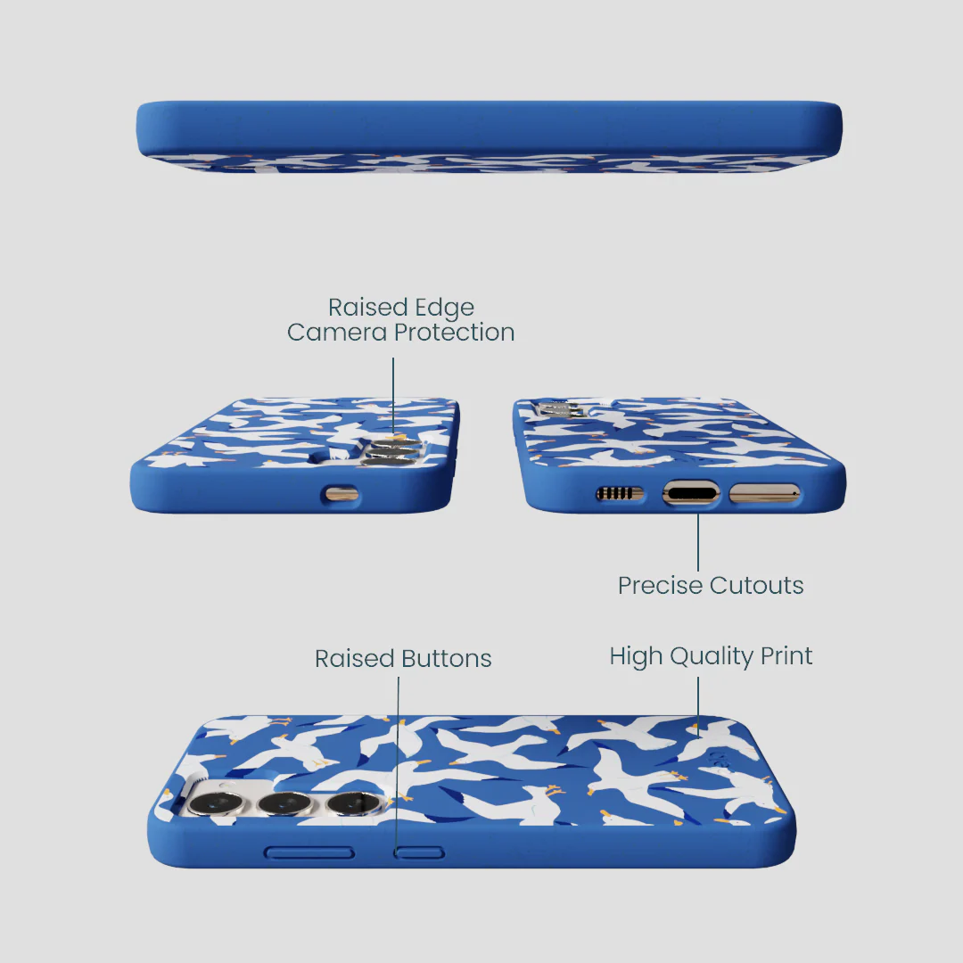 Electric Blue Seagulls Samsung Galaxy S23 Case - Image 3