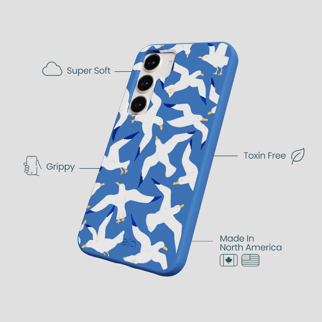 Electric Blue Seagulls Samsung Galaxy S23 Case - Image 4