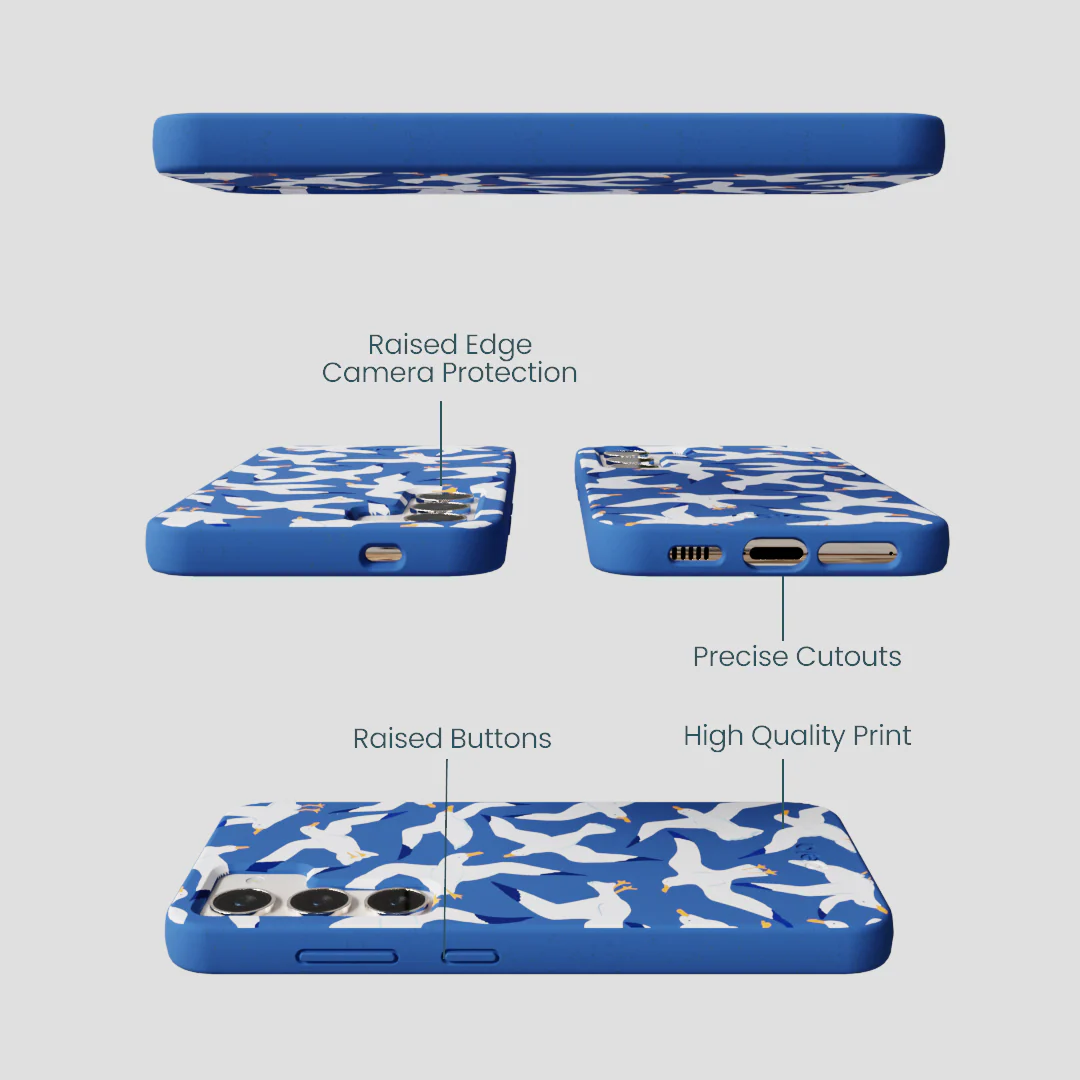 Electric Blue Seagulls Samsung Galaxy S24 Case - Image 3