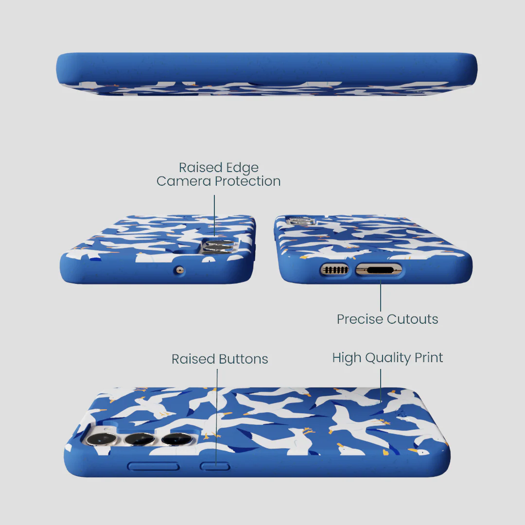 Electric Blue Seagulls Samsung Galaxy S24+(Plus) Case - Image 3