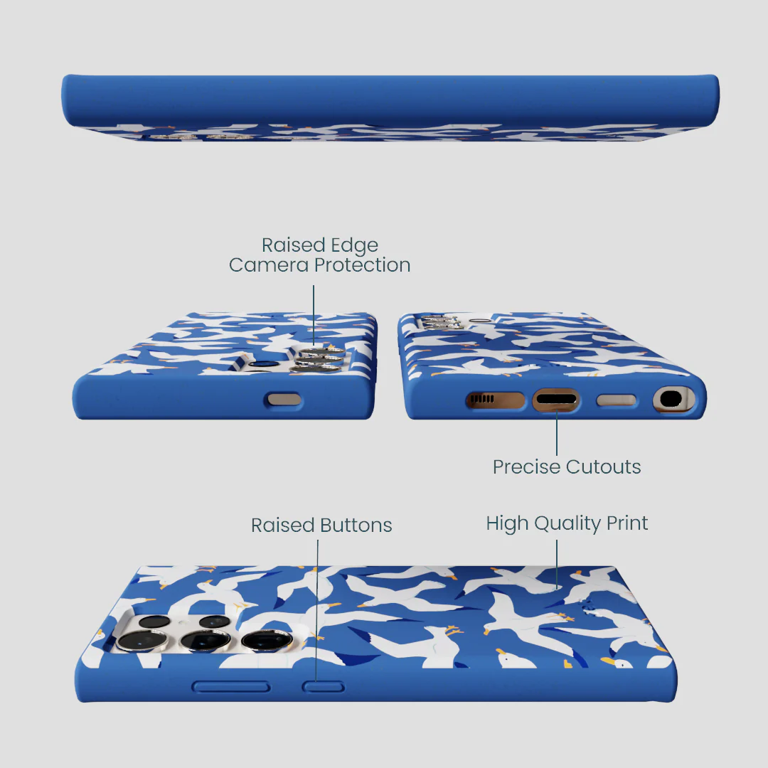 Electric Blue Seagulls Samsung Galaxy S24 Ultra Case - Image 3