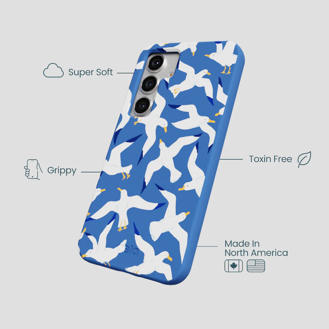 Electric Blue Seagulls Samsung Galaxy S25 Case - Image 4