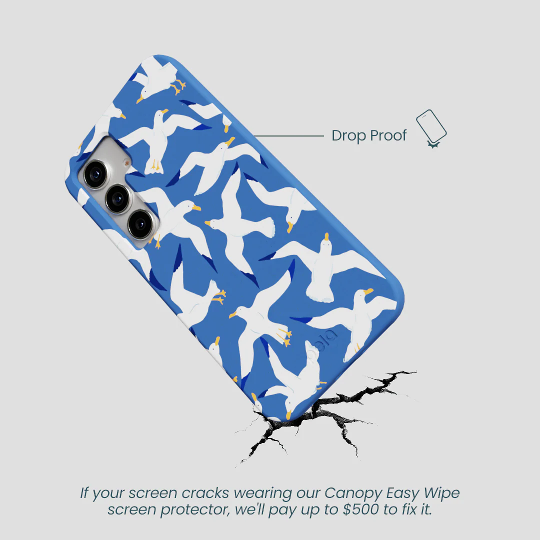 Electric Blue Seagulls Samsung Galaxy S25 Case - Image 5